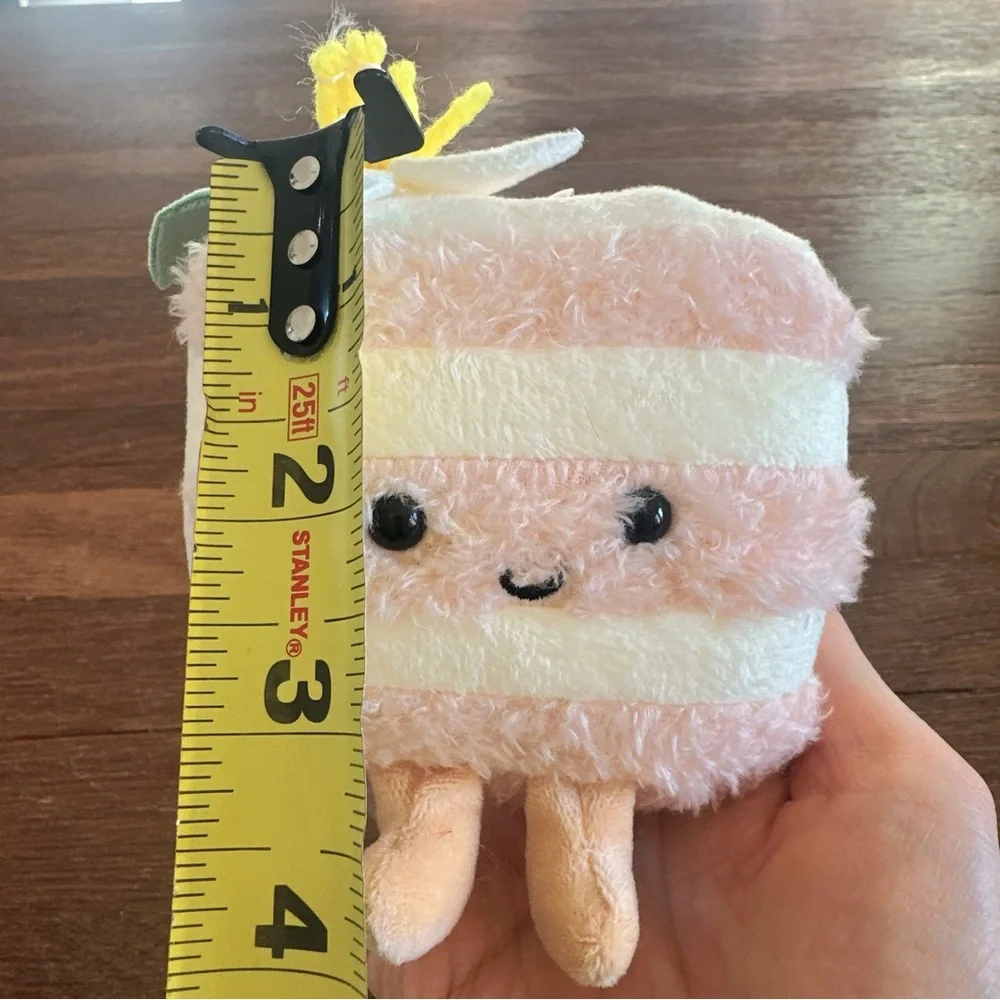 Pink Cake Slice Plush Keychain Kawaii Dessert Plush Bag Charm Cute Gift New